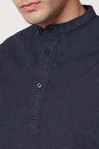 NAVY MANDARIN COLLAR KURTA - Kurta - 251134011