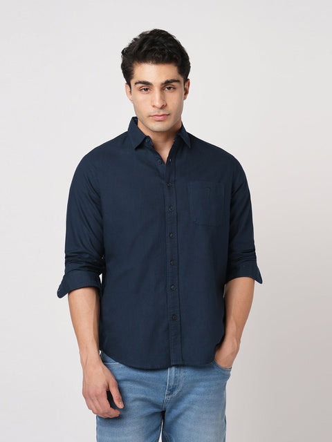 NAVY OXFORD PLAIN SHIRT-Shirt - 251033540