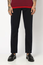 NAVY PLAIN TRAVELLER FIT COTTON TROUSER - Trousers - 250840874