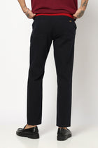 NAVY PLAIN TRAVELLER FIT COTTON TROUSER - Trousers - 250840874