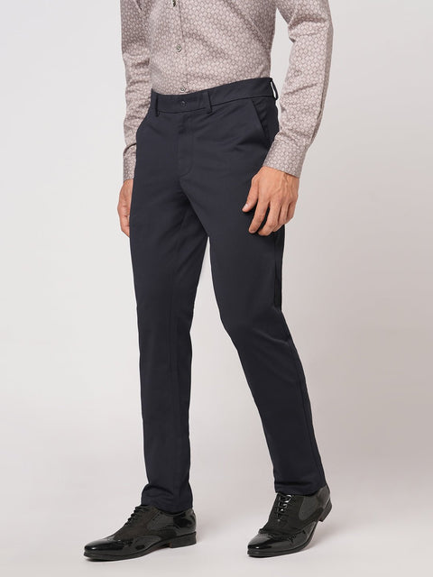 NAVY SLIM FIT PLAIN TROUSER - Trousers - 251141517