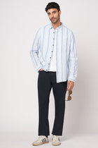 NAVY STAIGHT FIT DOBBY TROUSER - Trousers - 251241607