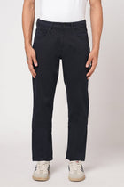 NAVY STAIGHT FIT DOBBY TROUSER - Trousers - 251241607