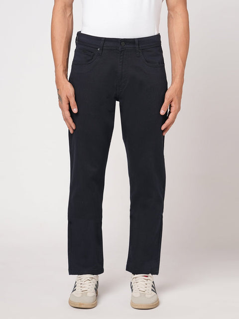 NAVY STAIGHT FIT DOBBY TROUSER - Trousers - 251241607