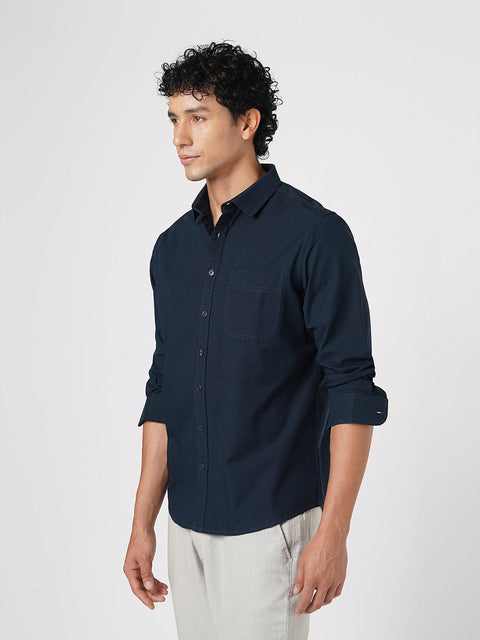 NAVY STRIPED COTTON SHIRT-Shirt - 251033495