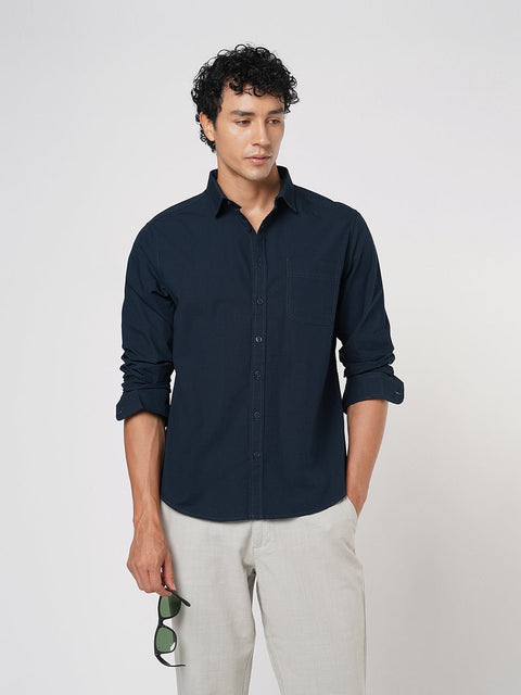 NAVY STRIPED COTTON SHIRT-Shirt - 251033495