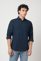 NAVY TAILORED FIT COTTON SHIRT-Shirt - 250932633