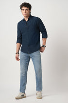 NAVY TAILORED FIT COTTON SHIRT-Shirt - 250932633
