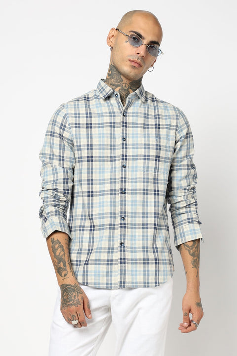 NAVY WINDOWPANE CHECKERED SHIRT-Shirt - 250731707