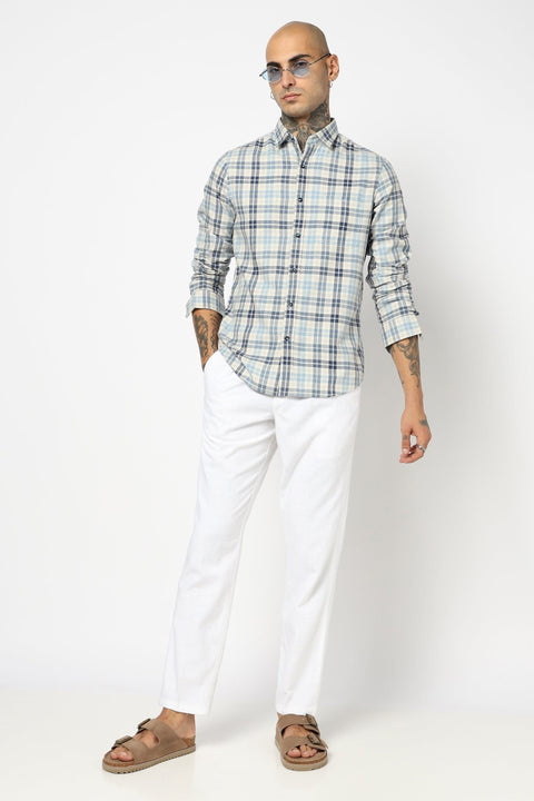 NAVY WINDOWPANE CHECKERED SHIRT-Shirt - 250731707