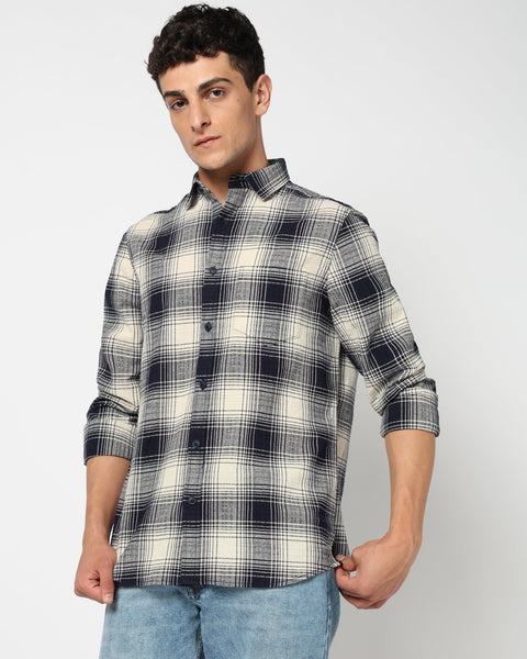 NOXEN Navy Checkered Shirt - Shirt - 250331023