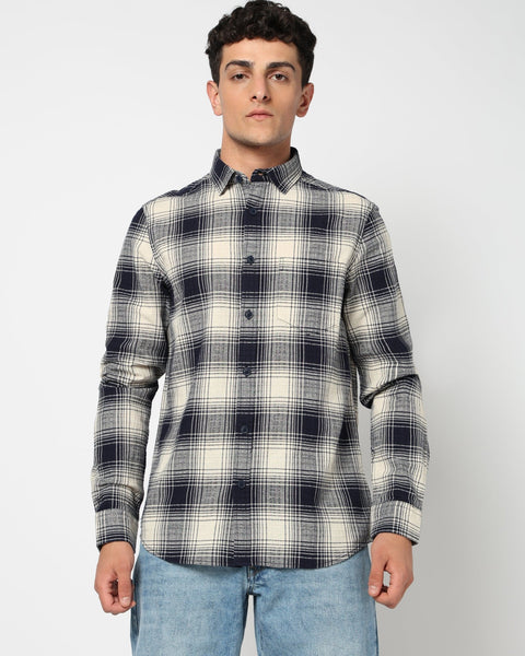 NOXEN Navy Checkered Shirt - Shirt - 250331023