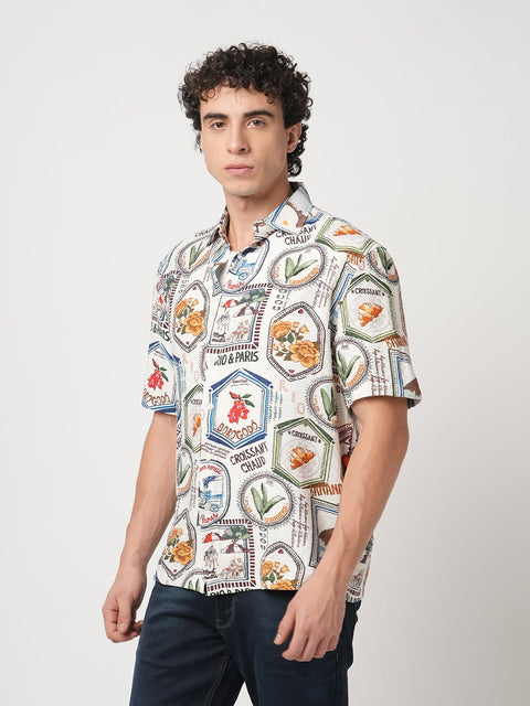 OFF WHITE BRAZIL STAMP PRINTED SHIRT-Shirt - 250932515