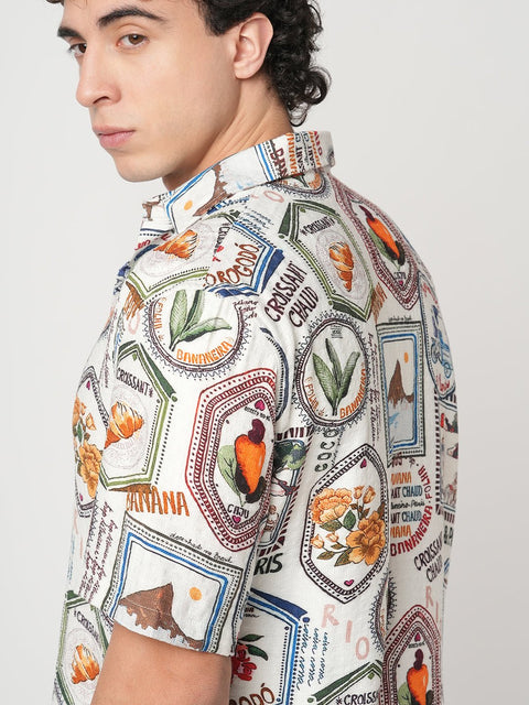 OFF WHITE BRAZIL STAMP PRINTED SHIRT-Shirt - 250932515