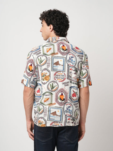 OFF WHITE BRAZIL STAMP PRINTED SHIRT-Shirt - 250932515