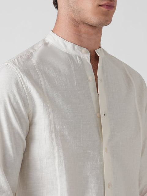OFF WHITE CRUSH MANDARIN COLLAR SHIRT-Shirt - 260235130