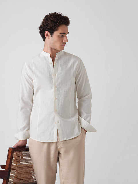 OFF WHITE CRUSH MANDARIN COLLAR SHIRT-Shirt - 260235130