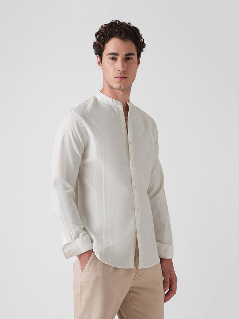 OFF WHITE CRUSH MANDARIN COLLAR SHIRT-Shirt - 260235130