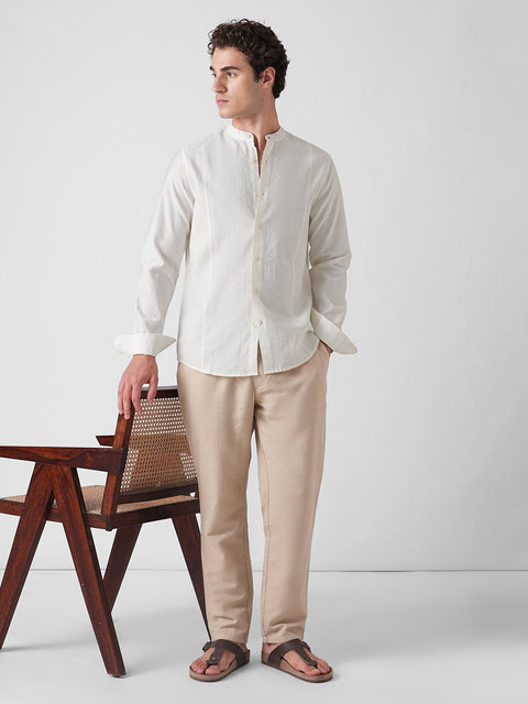 OFF WHITE CRUSH MANDARIN COLLAR SHIRT-Shirt - 260235130