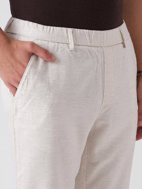 OFF WHITE DOBBY TRAVELLER TROUSER - Trousers - 4IS1F0111