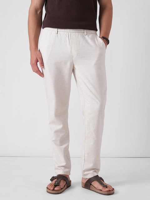 OFF WHITE DOBBY TRAVELLER TROUSER - Trousers - 4IS1F0111