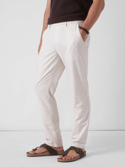 OFF WHITE DOBBY TRAVELLER TROUSER - Trousers - 4IS1F0111