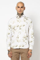 OFF WHITE FLORAL PRINTED COTTON SLUB SHIRT-Shirt - 250731871