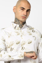 OFF WHITE FLORAL PRINTED COTTON SLUB SHIRT-Shirt - 250731871