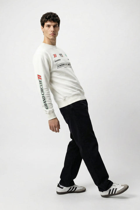 OFF WHITE LOOP LYCRA ROUND NECK SWEATSHIRT - Sweatshirt - 251060270