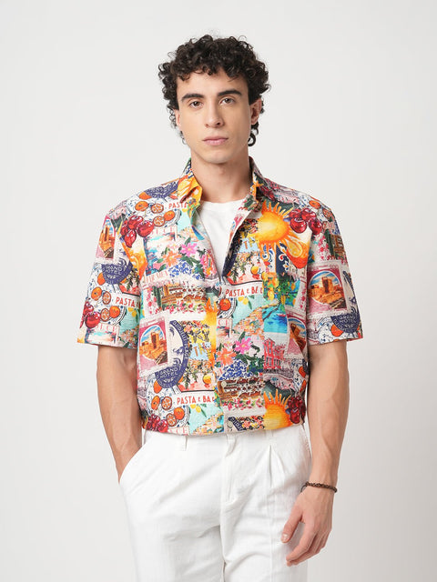 OFF WHITE MEDITERRANEAN COLLAGE PRINTED SHIRT-Shirt - 250932511