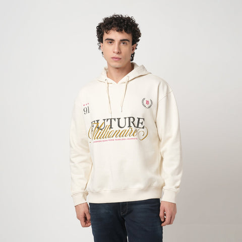 OFF WHITE OVERSIZED FLEECE HOODIE - Sweatshirt - 250960131