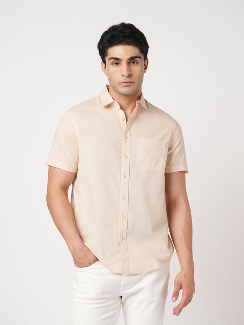 OFF WHITE PLAIN HALF SLEEVE SHIRT-Shirt - 260134345