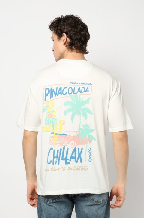 Off White Printed Oversized T SHIRT - T-Shirt - 240500351