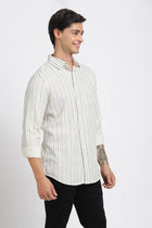 Off White Striped Cotton Shirt - Shirt - 240527986