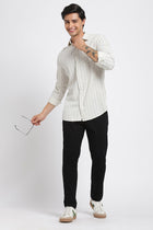 Off White Striped Cotton Shirt - Shirt - 240527986