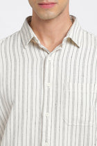 Off White Striped Cotton Shirt - Shirt - 240527986