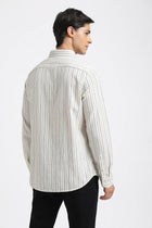 Off White Striped Cotton Shirt - Shirt - 240527986