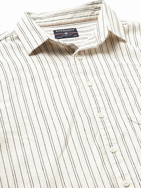 Off White Striped Cotton Shirt - Shirt - 240527986