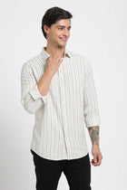 Off White Striped Cotton Shirt - Shirt - 240527986