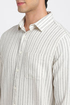 Off White Striped Cotton Shirt - Shirt - 240527986