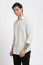 Off White Striped Cotton Shirt - Shirt - 240527986