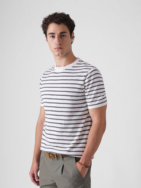 OFF WHITE STRIPED FLATKNIT T - SHIRT - T Shirt - 3IS1F0403