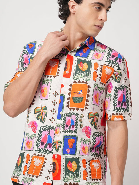 OFF WHITE TROPICAL FRAME PRINTED SHIRT-Shirt - 250932519