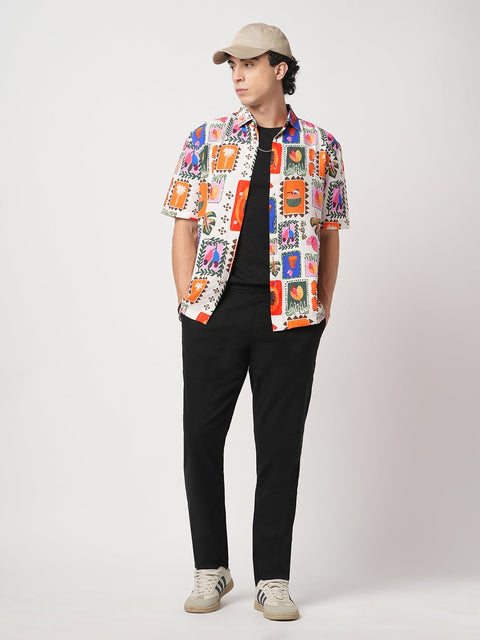 OFF WHITE TROPICAL FRAME PRINTED SHIRT-Shirt - 250932519