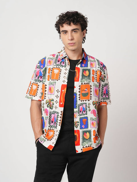 OFF WHITE TROPICAL FRAME PRINTED SHIRT-Shirt - 250932519