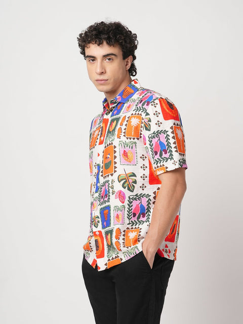 OFF WHITE TROPICAL FRAME PRINTED SHIRT-Shirt - 250932519