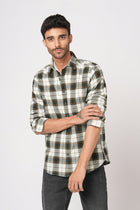 OLIVE CHECKERED SLUB SHIRT-Shirt - 251133705