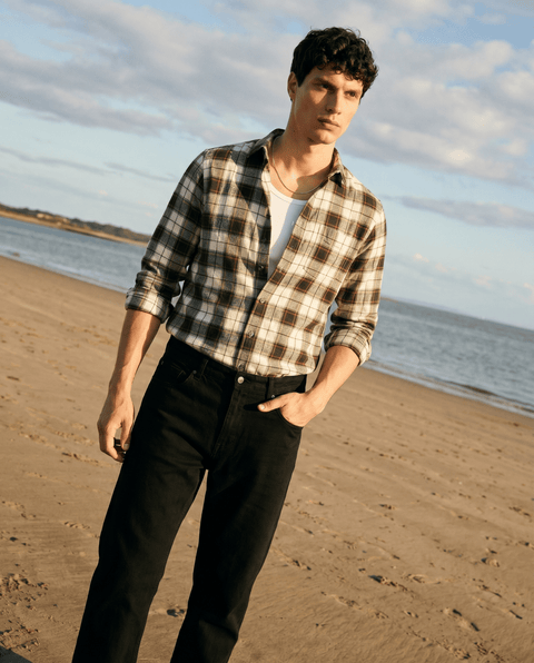 OLIVE CHECKERED SLUB SHIRT-Shirt - 251133705