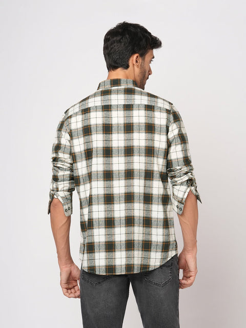 OLIVE CHECKERED SLUB SHIRT-Shirt - 251133705