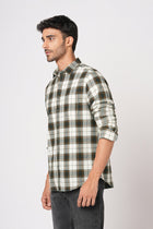 OLIVE CHECKERED SLUB SHIRT-Shirt - 251133705